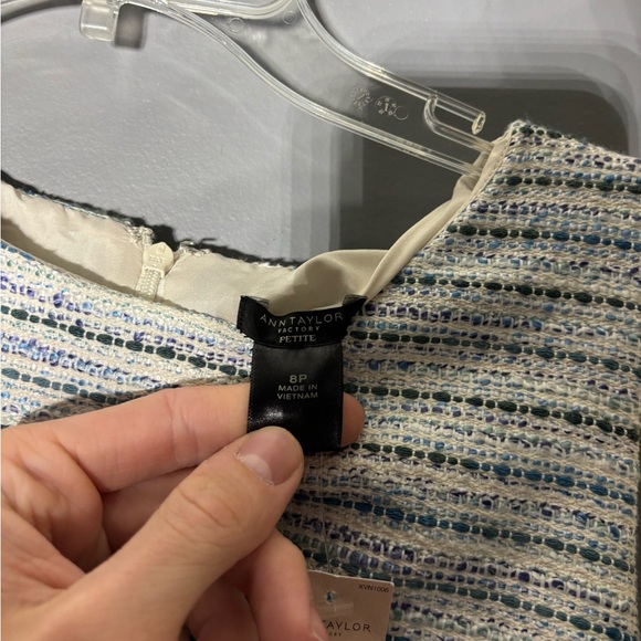 Ann Taylor Factory Striped Fringe Tweed Dress Womens Size 8P - Picture 4 of 5